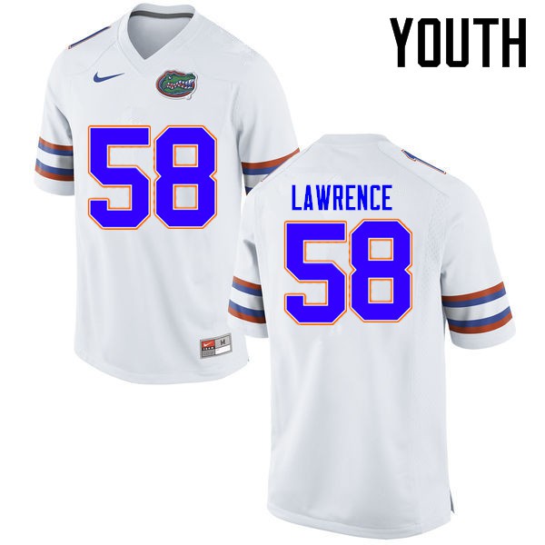 Florida Gators Youth #58 Jahim Lawrence College Football Jerseys White